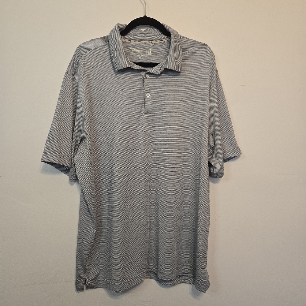Walter Hagen Mens XL Blue and White Stripped Polo Shirt - Picture 1 of 6